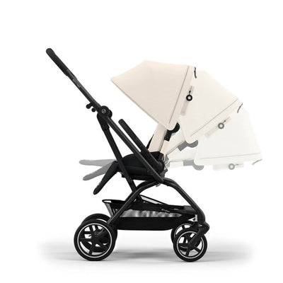 Bambinista-CYBEX-Travel-EEZY S TWIST+ 2 Compact Travel Pushchair With Black Frame - Canvas White