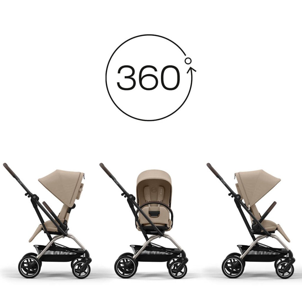 Bambinista-CYBEX-Travel-EEZY S TWIST+ 2 Compact Travel Pushchair With Taupe Frame - Almond Beige