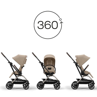 Bambinista-CYBEX-Travel-EEZY S TWIST+ 2 Compact Travel Pushchair With Taupe Frame - Almond Beige