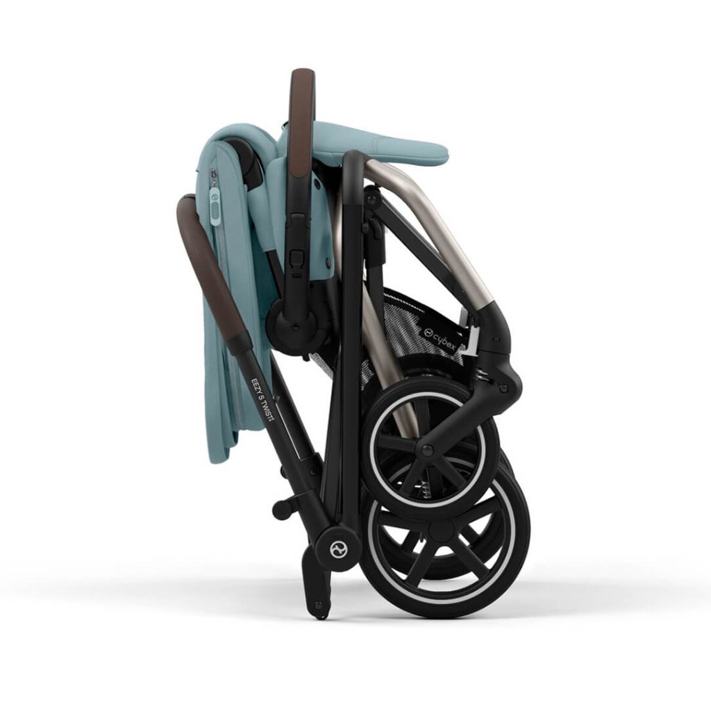 Bambinista-CYBEX-Travel-EEZY S TWIST+ 2 Compact Travel Pushchair With Taupe Frame - Stormy Blue