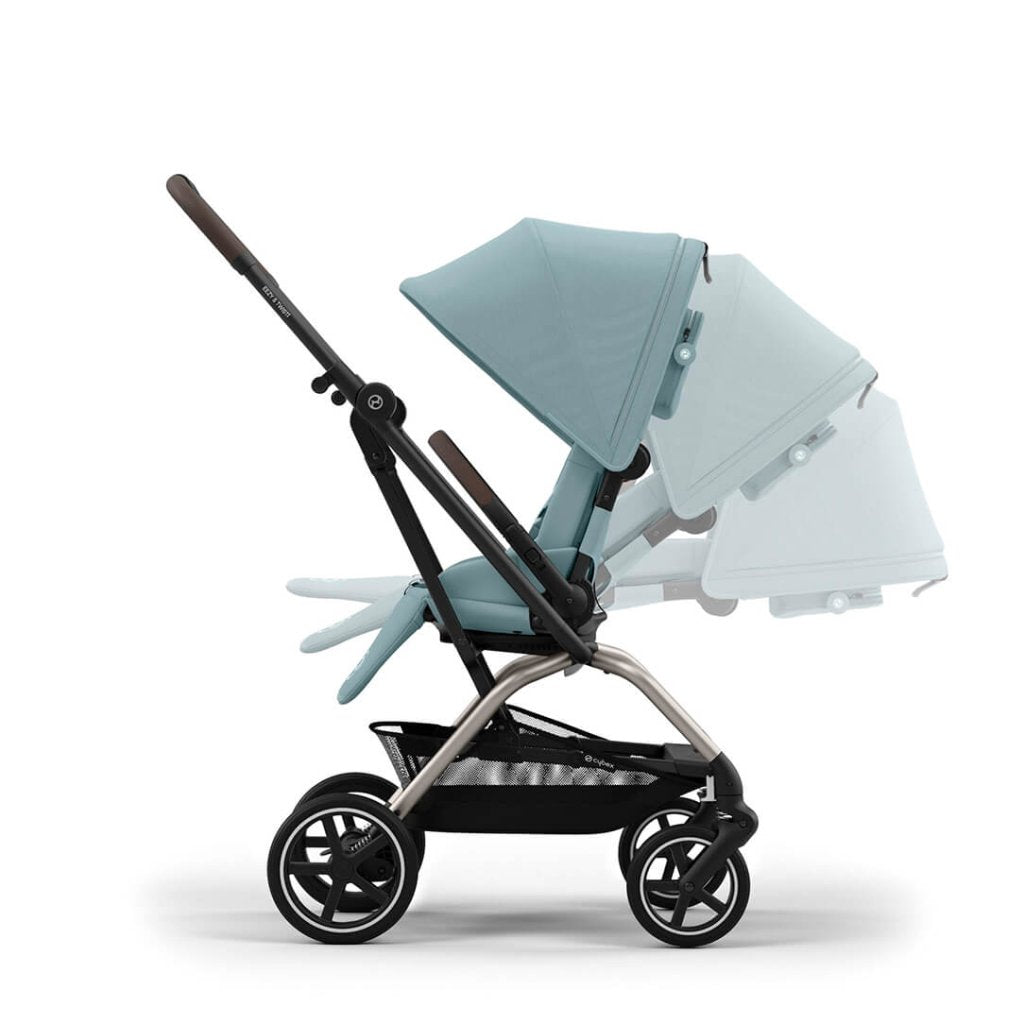 Bambinista-CYBEX-Travel-EEZY S TWIST+ 2 Compact Travel Pushchair With Taupe Frame - Stormy Blue