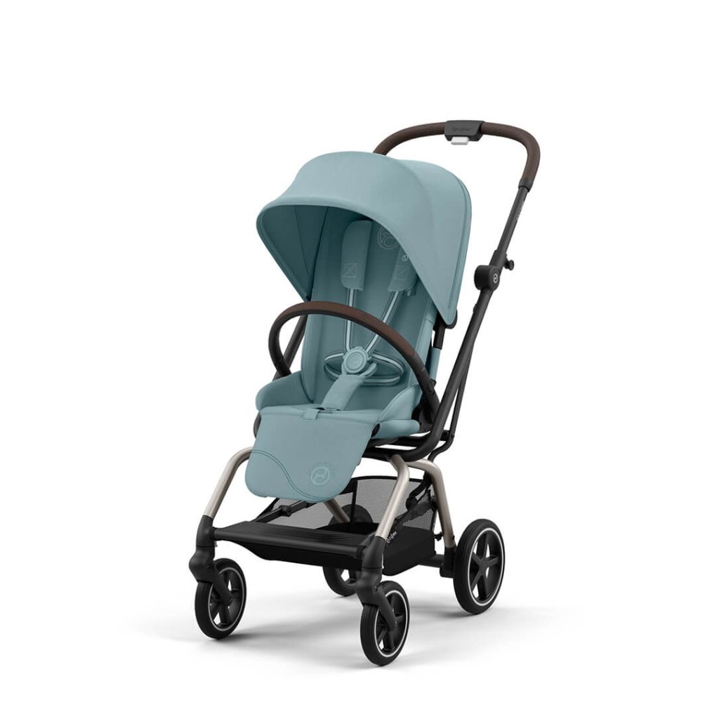 Bambinista-CYBEX-Travel-EEZY S TWIST+ 2 Compact Travel Pushchair With Taupe Frame - Stormy Blue