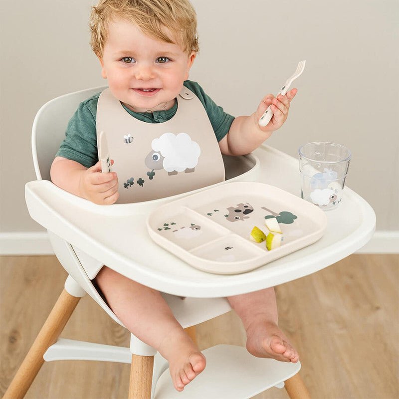 Bambinista - DONE BY DEER - Tableware - DONE BY DEER Foodie Compartment Plate Tiny Farm - Sand