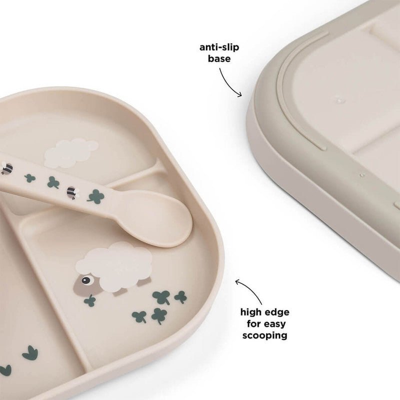 Bambinista - DONE BY DEER - Tableware - DONE BY DEER Foodie Compartment Plate Tiny Farm - Sand