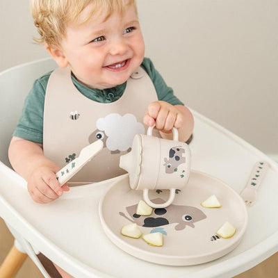 Bambinista - DONE BY DEER - Tableware - DONE BY DEER Foodie Plate Tiny Farm - Sand