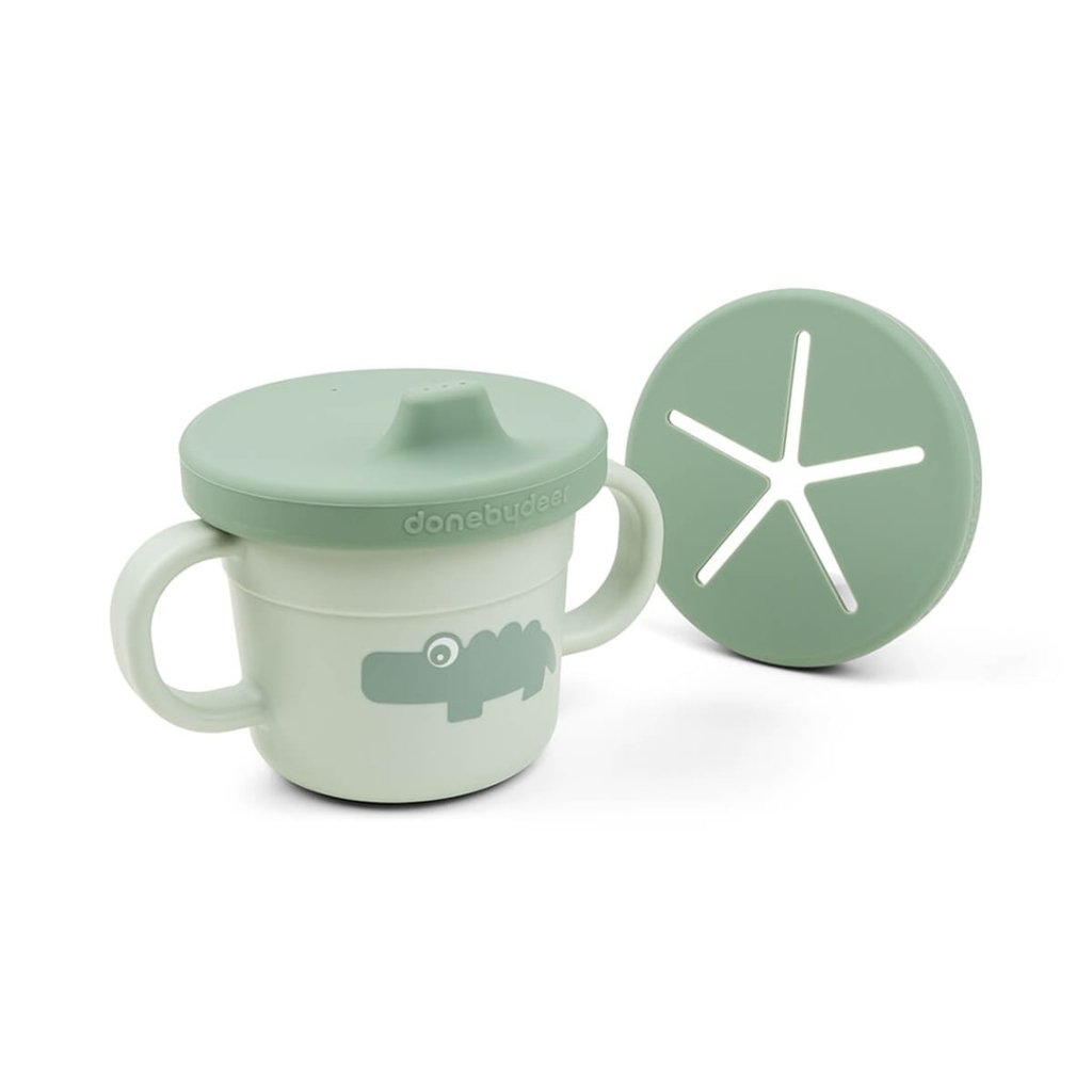 Bambinista - DONE BY DEER - Tableware - DONE BY DEER Foodie spout/snack cup Croco - Green