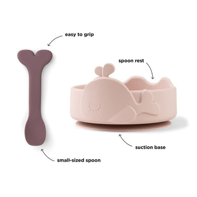 Bambinista - DONE BY DEER - Tableware - DONE BY DEER Silicone Stick&Stay bowl & baby spoon Wally - Powder