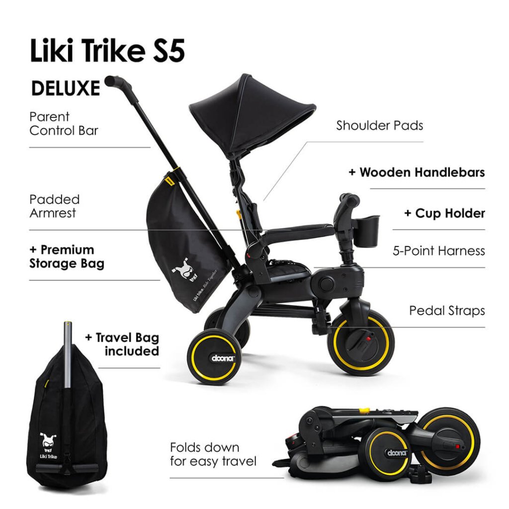 DOONA Liki S5 Compact Folding Trike - Midnight – Bambinista
