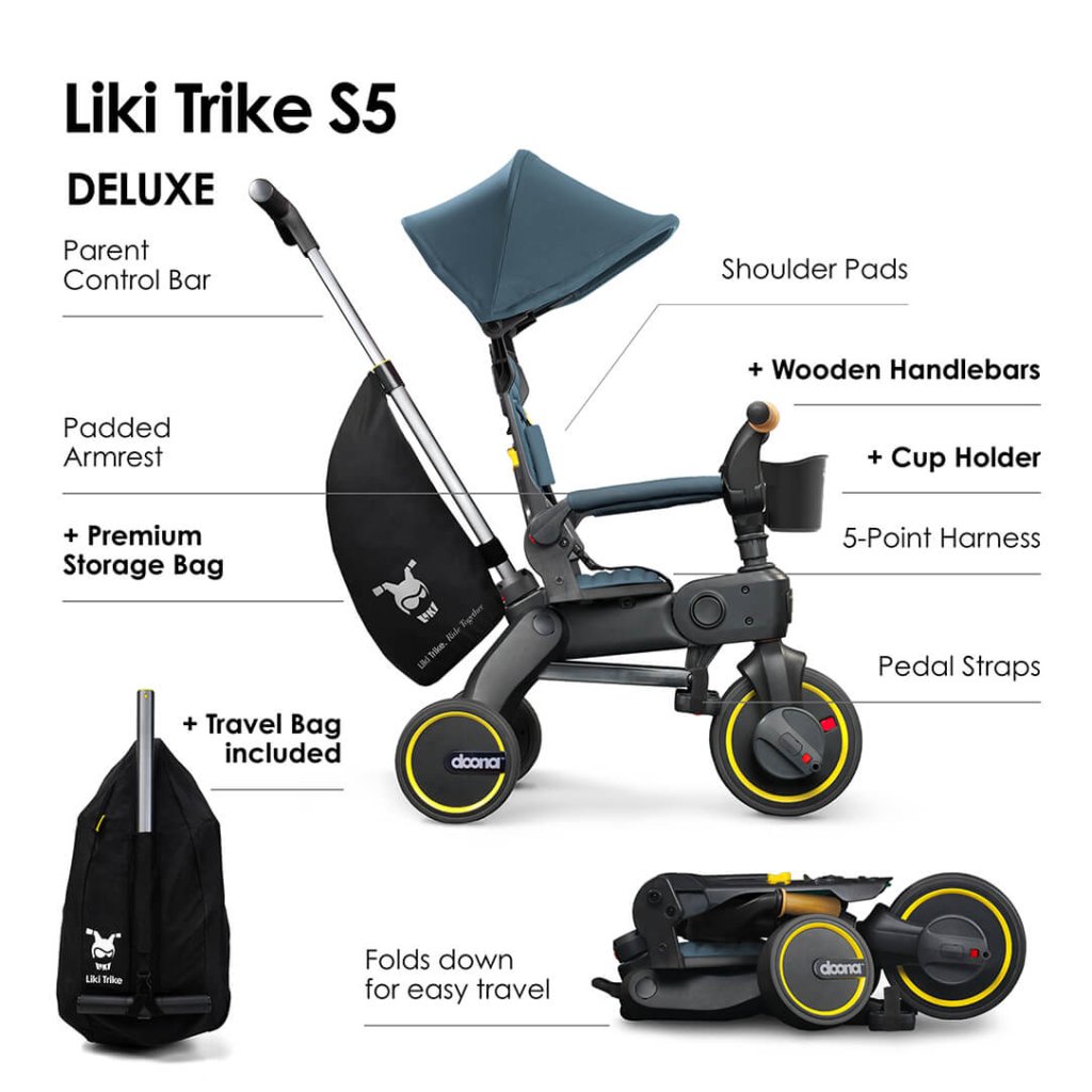 Bambinista - DOONA - Travel - DOONA Liki S5 Compact Folding Trike - Ocean Blue