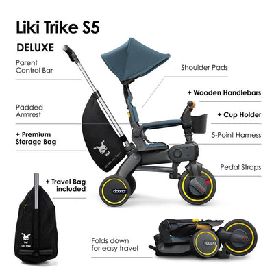 Bambinista - DOONA - Travel - DOONA Liki S5 Compact Folding Trike - Ocean Blue