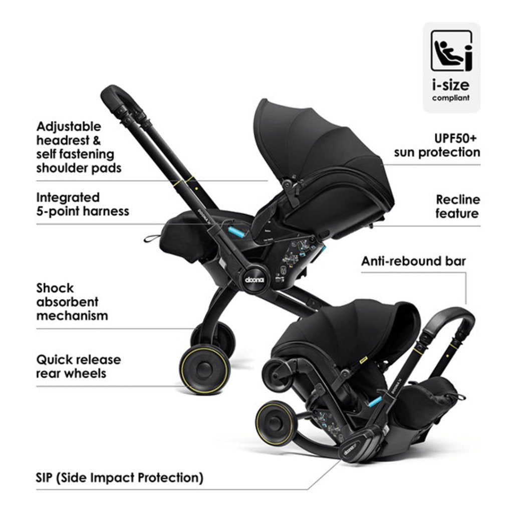 Bambinista - DOONA - Car Seats - DOONA X Infant Car Seat - Nitro Black & Free Essentials Bag - Gold