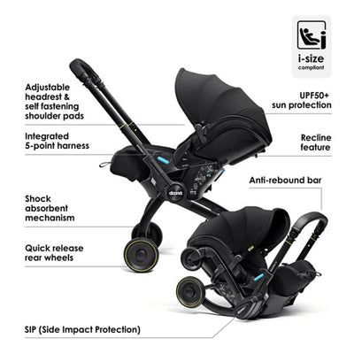 Bambinista - DOONA - Car Seats - DOONA X Infant Car Seat - Nitro Black & Free Essentials Bag - Gold