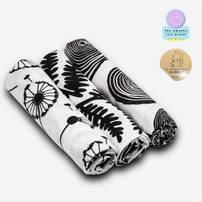 Bambinista - ETTA LOVES - Blankets - ETTA LOVES 3 - pack Plant Print Muslins