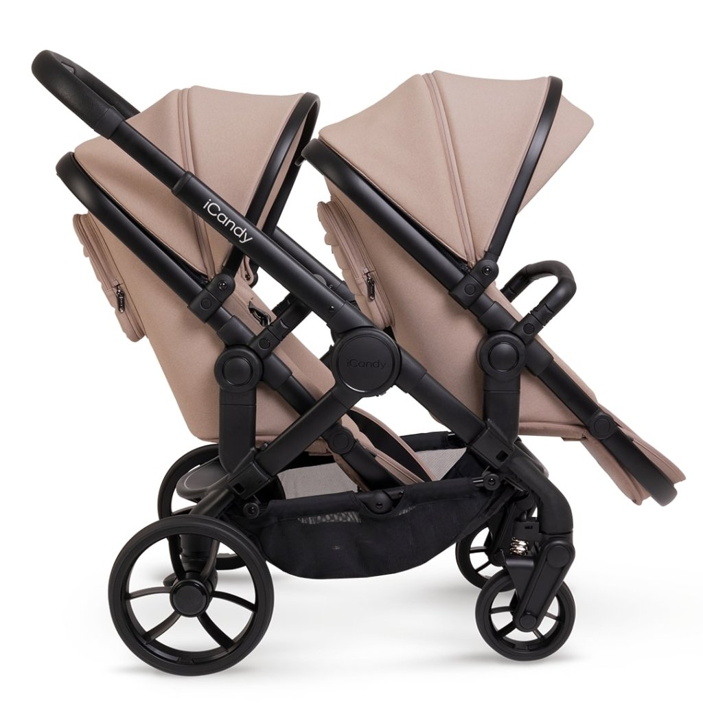 ICANDY Peach Double Pushchair and Carrycot Combo Set Cookie