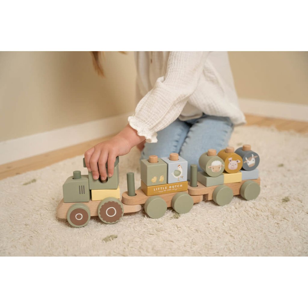 Bambinista-LITTLE DUTCH-Toys-LITTLE DUTCH Stacking Train FSC - Little Farm Tractor