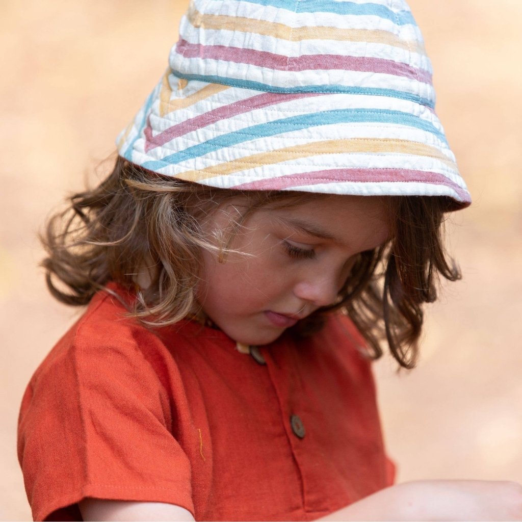 Bambinista - LITTLE GREEN RADICALS - Accessories - LITTLE GREEN RADICALS Reversible Sunhat Walnut Striped