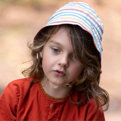 Bambinista - LITTLE GREEN RADICALS - Accessories - LITTLE GREEN RADICALS Reversible Sunhat Walnut Striped
