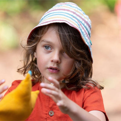 Bambinista - LITTLE GREEN RADICALS - Accessories - LITTLE GREEN RADICALS Reversible Sunhat Walnut Striped