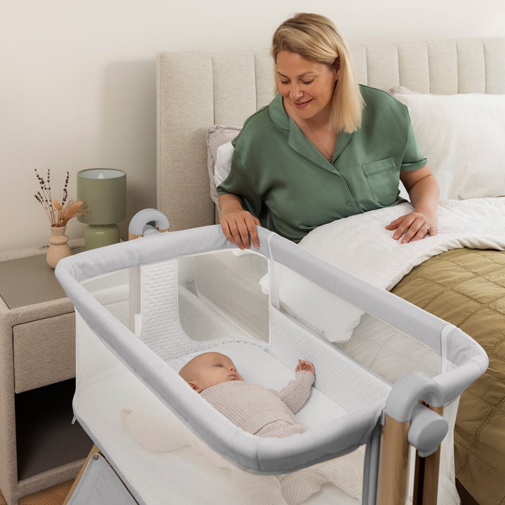 Bambinista - OBABY - Furniture - OBABY Cloud Bedside Crib - Grey