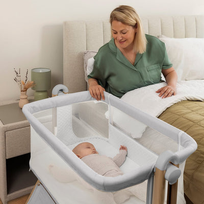 Bambinista - OBABY - Furniture - OBABY Cloud Bedside Crib - Grey