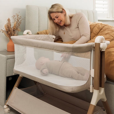 Bambinista - OBABY - Furniture - OBABY Cloud Bedside Crib - Oatmeal