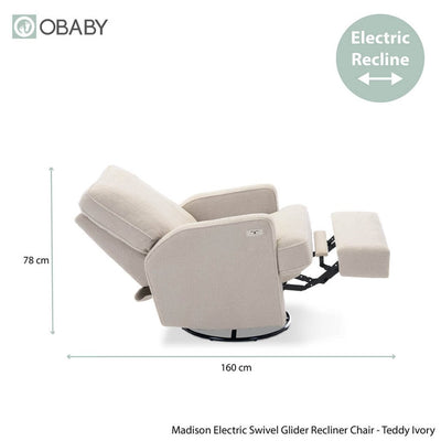 Bambinista - OBABY - Furniture - OBABY Madison Electric Recliner Chair - Ivory