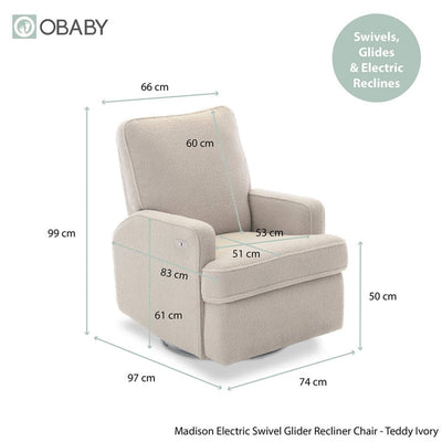 Bambinista - OBABY - Furniture - OBABY Madison Electric Recliner Chair - Ivory