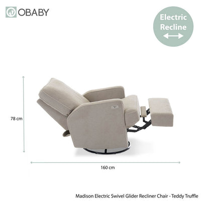 Bambinista - OBABY - Furniture - OBABY Madison Electric Recliner Chair - Truffle