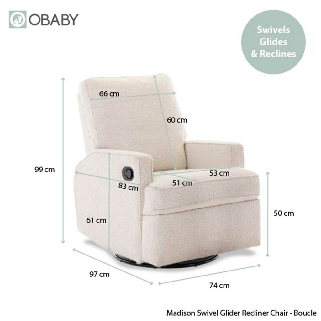 Bambinista - OBABY - Furniture - OBABY Madison Swivel Glider Recliner Chair - Bouclé Style