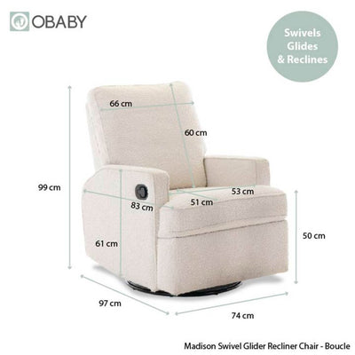 Bambinista - OBABY - Furniture - OBABY Madison Swivel Glider Recliner Chair - Bouclé Style