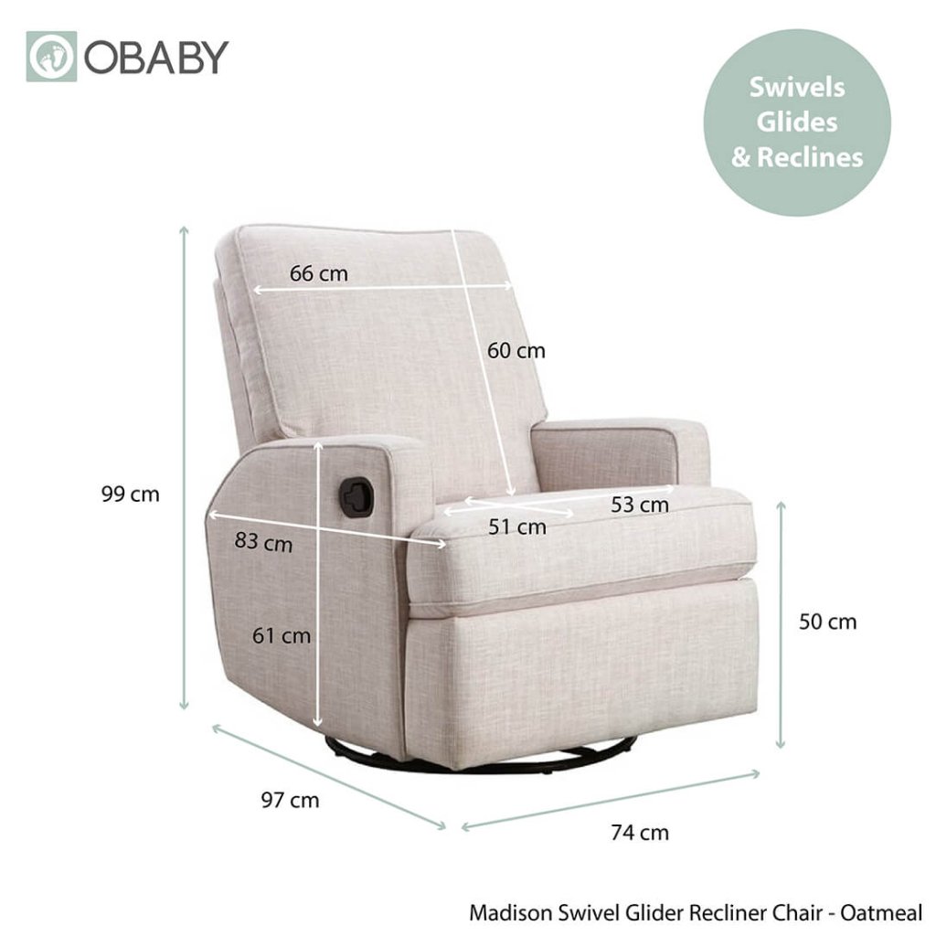 Bambinista - OBABY - Furniture - OBABY Madison Swivel Glider Recliner Chair - Oatmeal