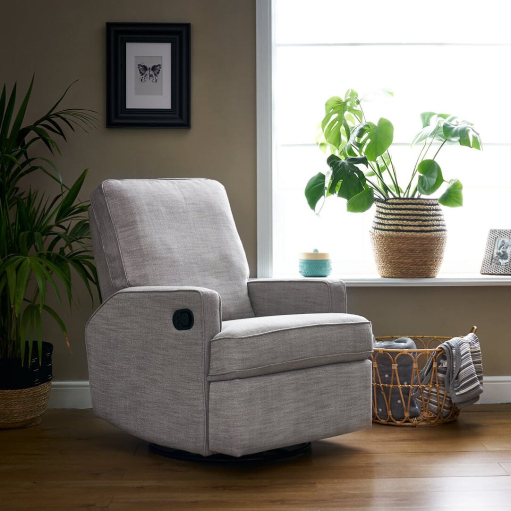 Bambinista - OBABY - Furniture - OBABY Madison Swivel Glider Recliner Chair - Pebble