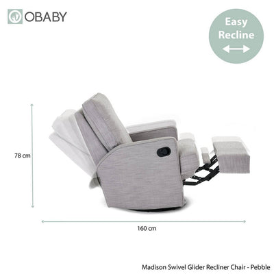 Bambinista - OBABY - Furniture - OBABY Madison Swivel Glider Recliner Chair - Pebble