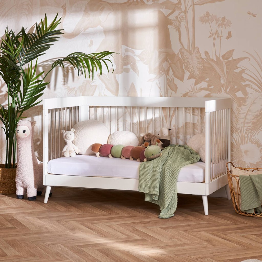 Bambinista - OBABY - Furniture - OBABY Maya Cot Bed - White with Acrylic