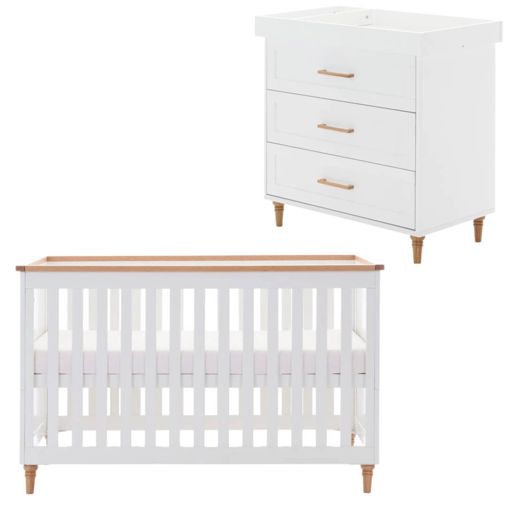 Bambinista - OBABY - Furniture - OBABY Orla 2 Piece Room Set - White with Natural