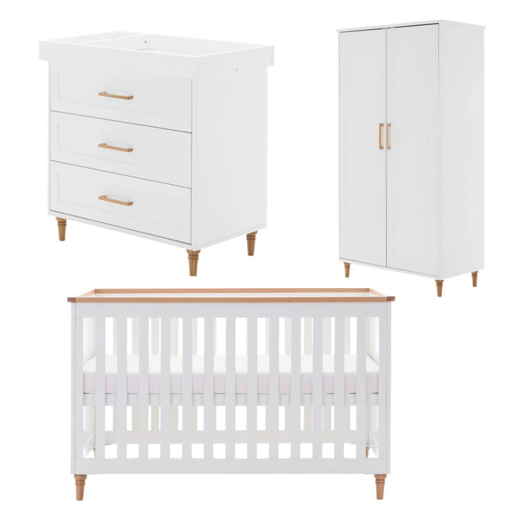 Bambinista - OBABY - Furniture - OBABY Orla 3 Piece Room Set - White with Natural
