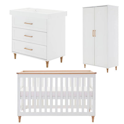Bambinista - OBABY - Furniture - OBABY Orla 3 Piece Room Set - White with Natural