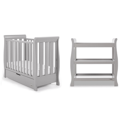 Bambinista - OBABY - Furniture - OBABY Stamford Space Saver Sleigh 2 Piece Room Set - Warm Grey