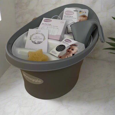 Bambinista - SHNUGGLE - Baby Care - SHNUGGLE 9 Piece Newborn Baby Bath Time Bundle Complete Set - Pabble Grey