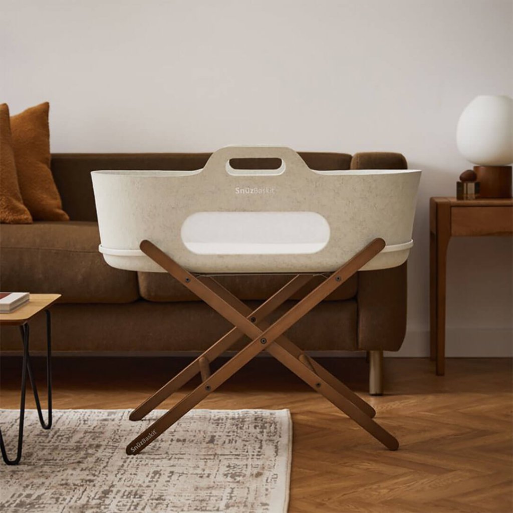 Bambinista - SNUZ - Bedding - SNUZBaskit Moses Basket & Stand - Barley & Walnut Beech