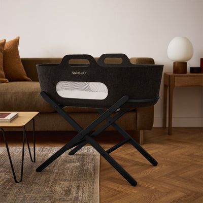 Bambinista - SNUZ - Bedding - SNUZBaskit Moses Basket & Stand - Graphite & Graphite Pine