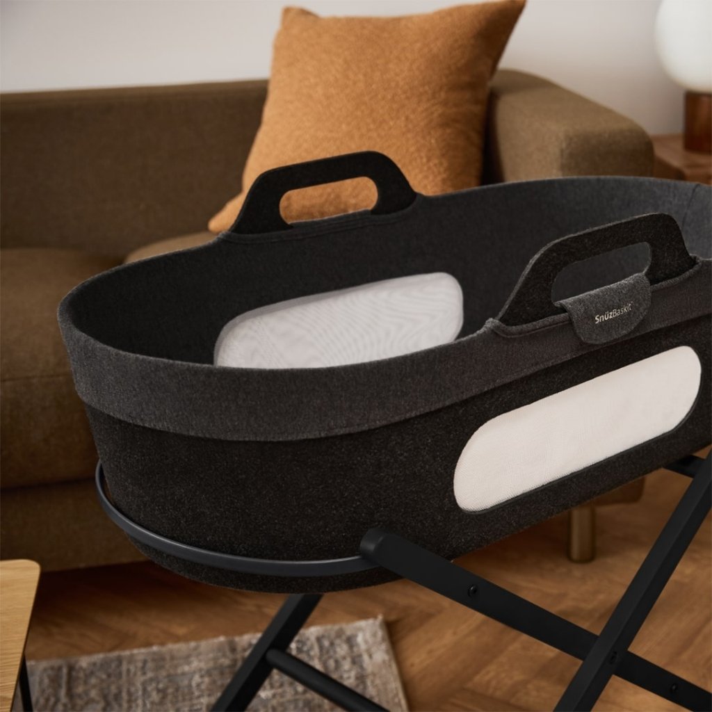 Bambinista - SNUZ - Bedding - SNUZBaskit Moses Basket & Stand - Graphite & Graphite Pine