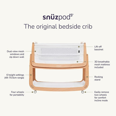 Bambinista - SNUZ - Bedding - SnuzPod5 Bedside Crib - Natural