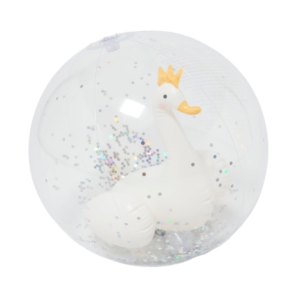 Bambinista-SUNNYLIFE--SUNNYLIFE 3D Inflatable Beach Ball Princess Swan Multi