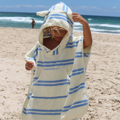 Bambinista - SUNNYLIFE - SUNNYLIFE Kids Character Hooded Towel Sid the Seagull Blue Stripe