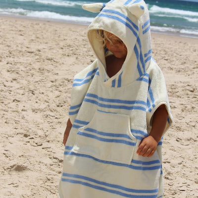 Bambinista - SUNNYLIFE - SUNNYLIFE Kids Character Hooded Towel Sid the Seagull Blue Stripe