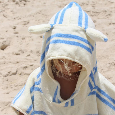 Bambinista - SUNNYLIFE - SUNNYLIFE Kids Character Hooded Towel Sid the Seagull Blue Stripe