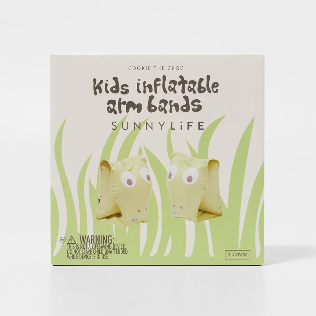 Bambinista-SUNNYLIFE--SUNNYLIFE Kids Inflatable Arm Bands Cookie the Croc Light Khaki