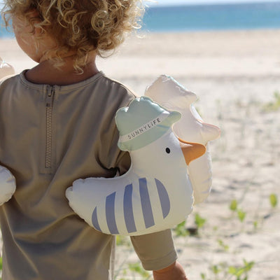 Bambinista - SUNNYLIFE - SUNNYLIFE Kids Inflatable Arm Bands Sid the Seagull Blue Stripe