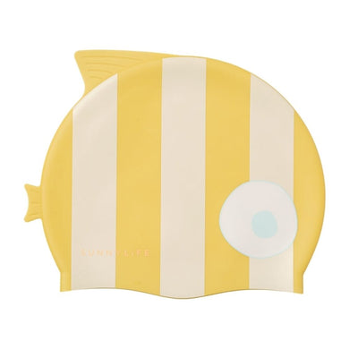 Bambinista - SUNNYLIFE - SUNNYLIFE Kids Swimming Cap Finn the Fish Mustard Stripe